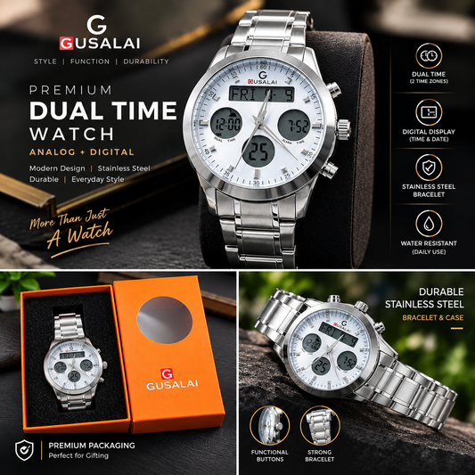 GUSALAI DUAL TIME WATCH Ana-Digi